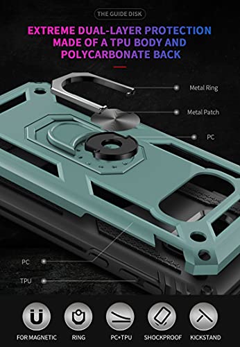 Galaxy S10E Case Kickstand Heavy Duty Armor Rugged Dual Layer Full Body Shockproof Screen Camera Protection Built-In Ring Stand Magnetic Samsung S10E 5.8" Phone Hard Back Cover For Men Women Green #TOP4
