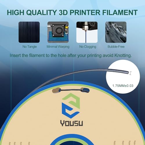 Image of YOUSU PLA Filament 1.75mm, 3D Printer Filament Silk Black Blue Color Changing Filament 3D Printing Gradient Filament 1.75 + /-0.02mm, 1kg.