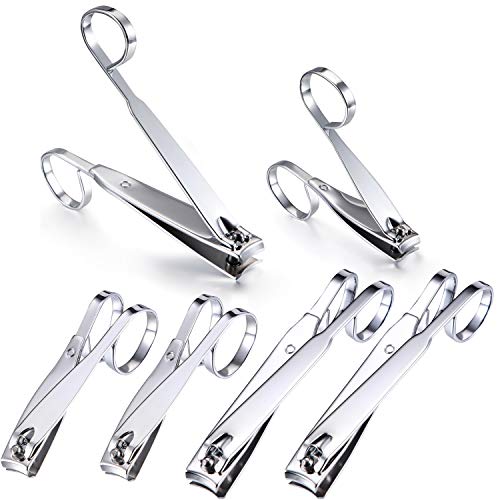 6 Pieces EZ Grip Nail Clipper 360-Degree Rotating Head Easy Grip Toenail Clippers Stainless Steel Scissor Grip Edge Fingernail Clipper Set, Large and Small