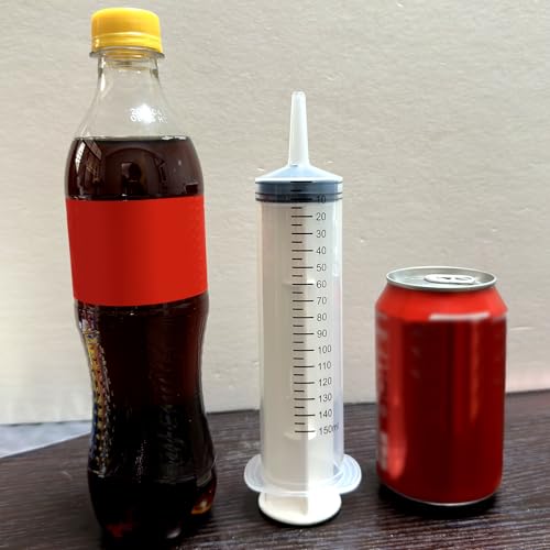 Image of 2 PCS 150 ML Large Syringes, Plastic Garden Industrial Syringes for Scientific Labs, Measuring, Watering, Refilling, Filtration Multiple Uses