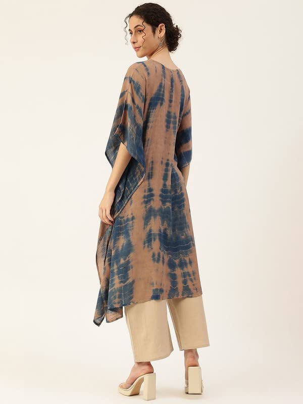 Image of Maaesa Women Handcrafted Tie & Dye Rayon Crepe Kaftan Kurta | Casual Wear | Flowy Kaftan Style | Lightweight & Breathable Fabric
