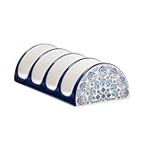 Bico Blue Talavera Ceramic Taco Holder, Taco Stand Rack Tray, Microwave and Dishwasher Safe