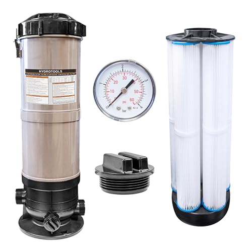 HYDROTOOLS BY SWIMLINE Extra-Flo Cartridge Pool Filter Tank & Element ONLY for Above Ground Pools | 40 SQ FT | for Pools Up to 19000 Gallons | Energy Efficient | Non-Corrosive Materials