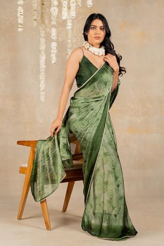 Image of MIRCHI FASHION Women Saree Chiffon Floral Printed | Breathable Festive Occasion Sari for Social Visits with Matching Blouse Piece