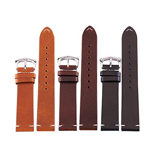 Bracelet de montre rétro acier inoxydable et cuir véritable 18-24mm - 2