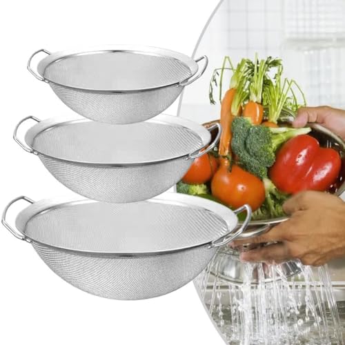 Scolapasta multifunzione in acciaio inox con doppi manici per drenaggio rapido (28 cm)