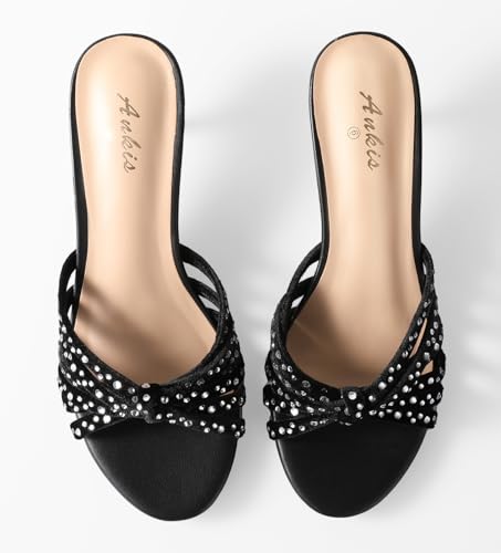 Ankis Black Nude White Heels for Women Strappy Kitten Low Heels Open Toe Fashion Party Dress Heeled Sandals3