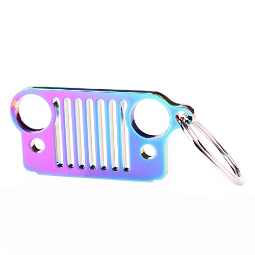 3D Font Grill Keychain Chain Key Ring for Jeep Driver Enthusiast Automotive Laser Cut 304 Stainless Steel Keyring By LROEZR (Multicolor)