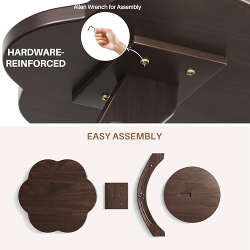 Image of Uniclinens C-Shaped Solid Wood Round End Table - Side Table for Couch, Sofa Tables Slide Under Couch for Living Room, Small Nightstand for Small Space, Dark Walnut