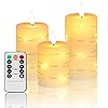 Flameless Candles With Remote Battery Operated Candles LED Candles with string lights Flickering Candles with Timer 4 5 6 Candle For Seasonal and Festival Celebrations Candles set of 3