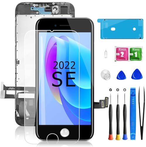 Mobkitfp for iPhone Series Screen Replacement 3D Touch LCD Screen Digitizer Front Display Assembly with Waterproof Seal+Tempered Glass+Repair Tools for iPhone SE 2022