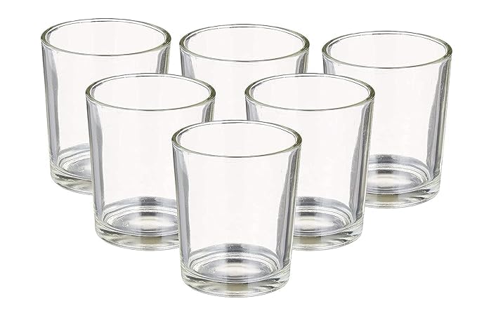 Set of 6 Clear Glass Candle Holders | Thick Base Tealight & Votive Candle Cups for Home Décor, Weddings & Festive Decor | Durable Heat-Resistant Reusable Glass Holders | (Set A)-image-40