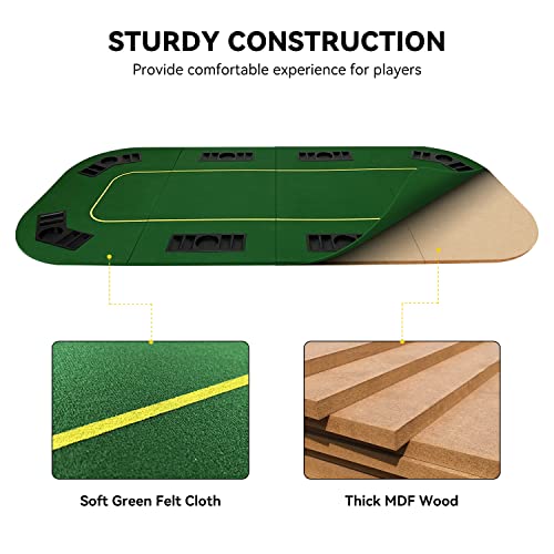79 X 36 Inch Foldable Poker Table Top, Rectangular Poker Table Topper Green Felt With Chips Tray & Cup Holders, Professional Texas Hold’em Poker Table Mat With Carrying Bag For Card Casino Games #TOP6