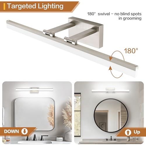 Image of SOLFART 31.5 Inch Dimmable Bathroom Vanity Lights Over Mirror 5 Color Temperature Vanity Lighting Fixtures for Bath Brushed Nickel Bathroom Light fixtures Bar 5CCT