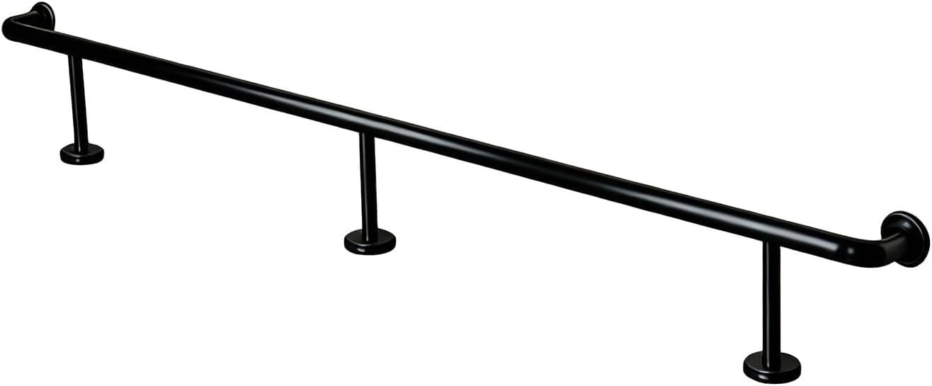 Kanduo Bar Foot Rail Kit Bar Foot Rail Kit Indoor & Outdoor Foot Rail Bracket 3.28~16.4ft Bars Feet Rails for Kitchen Library Counter(Schwarz,2.0M/6.56FT)