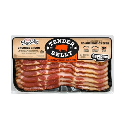 Tender Belly Thick Cut Bacon, Uncured, Seasoned with Freshly Ground Spices - Signature Dry Rub, 10 oz