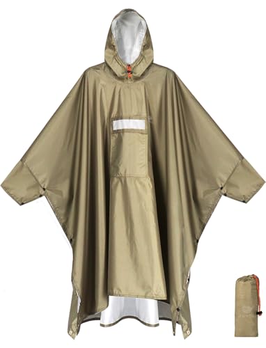 Image of ANYOO Hooded Rain Poncho for Adults Waterproof Lightweight Rain Coat for Men Women Reusable Rain Jacket for Emergency Outdoor