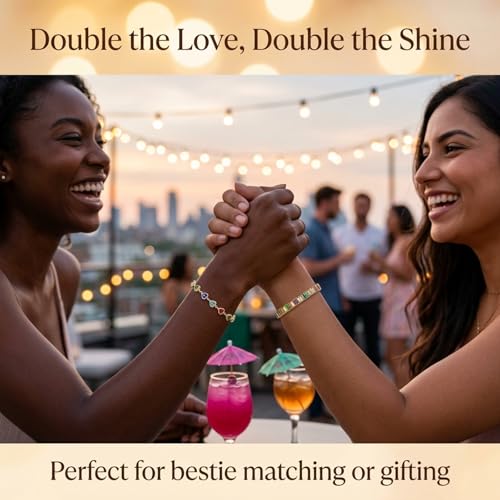 JZZ 2 Pcs Adjustable Tennis Bracelets for Women,14K Gold Plated Cubic Zirconia Stackable Dainty Bracelets Jewelry Gift - image 4