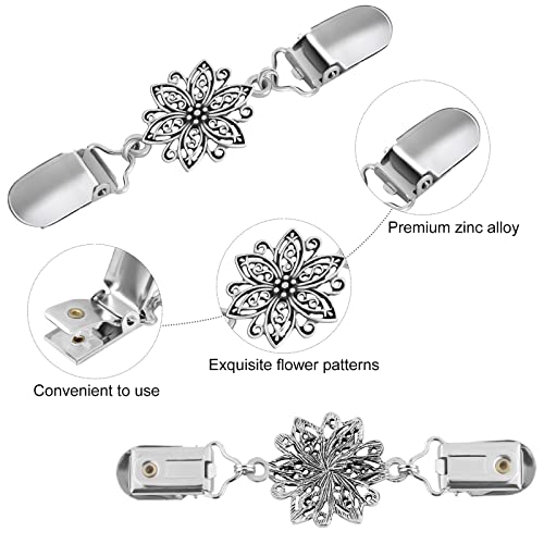 URATOT 5 Pieces Vintage Sweater Shawl Clips Flower Patterns Retro Cardigan Collar Dresses Clips Brooch Clips for Women Girls Favors, 5 Styles3