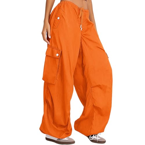 fanmpghleoo Baggy Cargo Pants Women Drawstring Elastic Waist Parachute Pants Woman Lightweight Hiking Trousers with Pockets3