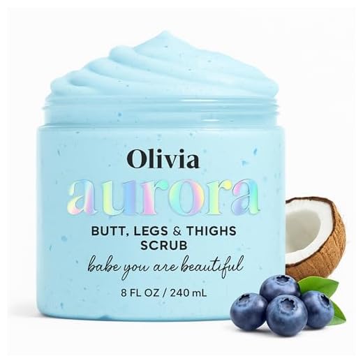OLIVIA Aurora Butt, Legs & Thigh Exfoliator Scrub - Handcrafted Armpit, Underarm, Leg, Knee, Exfoliating Smoothie for Ingrown Hair, Razor Bumps, Cellulite, Stretch Marks, Pimples & Dark Spots. Exfoliate, Moisturize, Smoothen, Brighten, Tighten & Renew. Tiktok Viral - Premium Natural Ingredients & Cruelty Free. 8 Fl Oz.