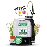 Backpack Sprayer - MY4SONS Silver M4 4-Gallon Cordless Battery Powered with Built-in Agitator - Liquid Sprayer Backpack - Heavy Duty Electric Spray for Lawn, Garden, Chemical, Fertilizers & More