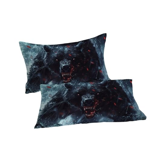 Parure de lit double avec housse de couette ours noir et 2 taies - 7