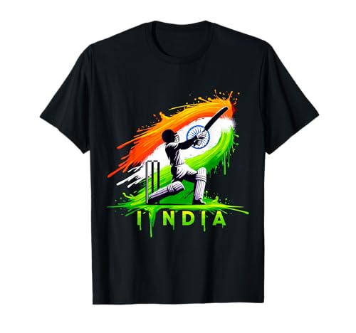 India Cricket Indian Cricket Fan T-Shirt, Small, Black