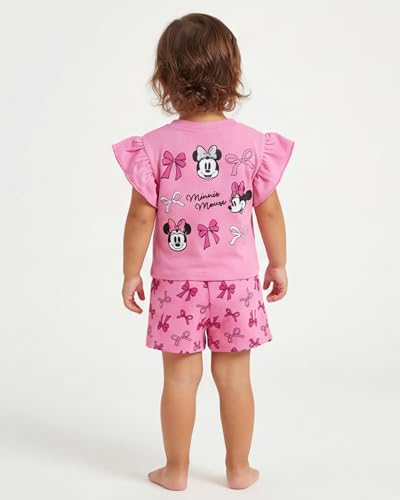 Image of Disney Minnie Mouse Outfit for Girls, 2-Piece Short Set | Minnie Mouse Shirt and Short, Elastic Waist, Disney Trips, Summer Play