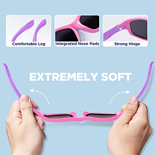 image for RIVBOS kids Sunglasses Girls with Strap Polarized UV Protection Flexib