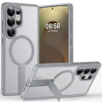 TOCOL Magnetic for Samsung Galaxy S25 Ultra Case, Kickstand with Upgraded Full Camera Protection, Compatible with Magsafe, Drop Protection Slime Cover for Samsung Galaxy S25 Ultra 6.9-Inch (Gray)