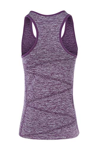 Women's Summer Yoga Tank Tops Racerback Stretchy Activewear Yoga Shirts Quick Dry Running Tops Sports Gym Workout Tops (Purple, Medium)