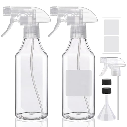 Spray Bottles 16.9oz 2 Pack Plastic Empty Spray Bottle for Hair Mist/Stream Spraying Heavy Duty Square Water Spray Bottles for Cleaning Solutions, Plants,Essential Oils