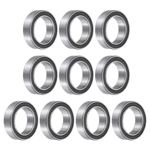 Image of sourcing map 10pcs 6700-2RS Bearing 10x15x4mm, Chrome Steel Double Rubber Seals Miniature Bearing, Lubricated Deep Groove Ball Bearings, P6 (ABEC 3)