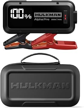 Hulkman Alpha Pro, Solid Black, 2000A 74Wh Smart Jump Starter with Alpha Bag EVA Protection Case