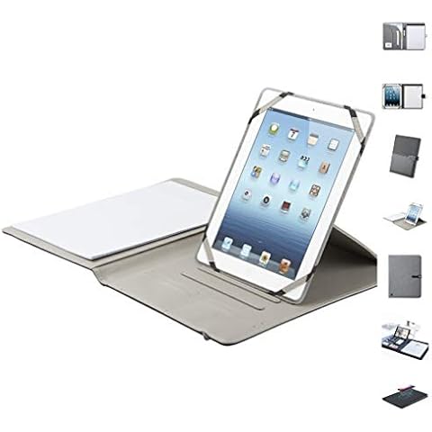 Tantevia A4 Conference Folder with Tablet Stand + Notepad | Over 30 Designs | Material: PU Faux Leather | Closure: Elastic Bracelet | Document Holder (Bonza) Cover