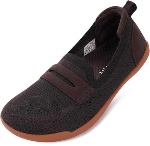 WHITIN Women's Lace Up Barefoot Sneakers Canvas 9.5+ Women's Slip On Knit Flats 9.5