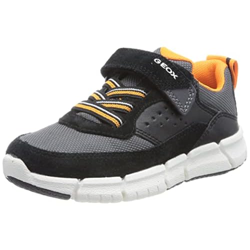 Geox J Flexyper Boy, Zapatillas Hombre, Negro, Naranja, 38 EU