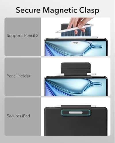 ESR iPad Air 11 Inch Case with USB-C Keyboard(M3/M2,2025/2024),iPad Pro 11(4Th/3Rd/2Nd/1St Gen) & Air 5/4Th Magic Keyboard Case,Easy-Set Floating Cantilever Stand,Precision Multi-Touch Trackpad,Black