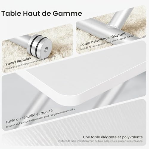 Bureau transformable blanc idéal pour le télétravail en salon - 8