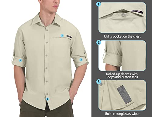 Little Donkey Andy Camisa masculina com proteção UV FPS 50+, camisa respirável de manga longa para p