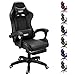 VIDITA Silla Gamer, Silla ergonómica Gamer con reposapiés y Apoyo Lumbar, Silla Gaming Regulable en Altura con Asiento Giratorio 360° y reposacabezas para Oficina o Juegos (Negra)