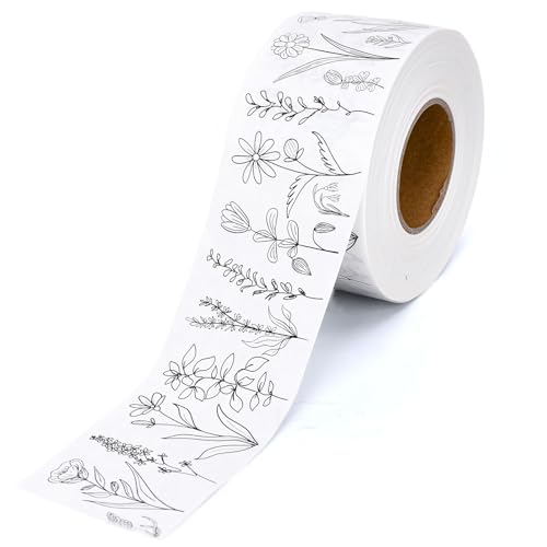 JarThenaAMCS Water Activated Flower Packing Tape Self Adhesive Floral Printed Tape for Small Business Gift Wrap Sealing Mail Boxes Cartons DIY Craft