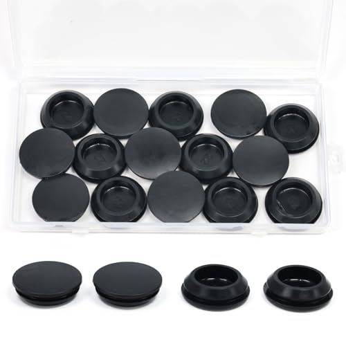 EASYEAH 15PCS Rubber Plugs for Round Holes - 7/8"(22mm) Black Snap in Locking Hole Plugs, Rubber Hole Plugs for Automotive, Industrial & Furniture Waterproof Sealing Round Silicone Stopper