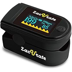 Zacurate 500 Series Fingertip Pulse Oximeter Blood Oxygen Saturation Monitor with Silicon Cover, Batteries and Lanyard (Mystic Black - OLED)