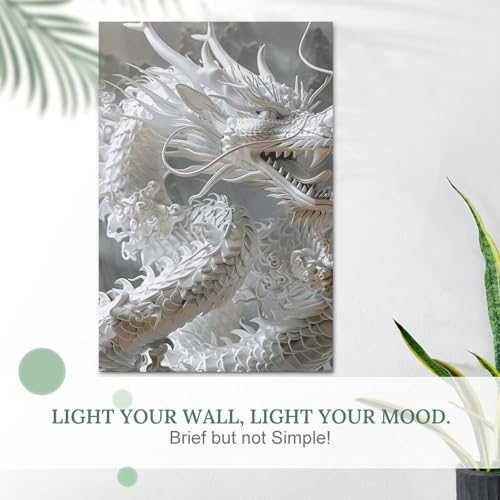 Poster autocollant dragon blanc pour chambre et bureau - 5
