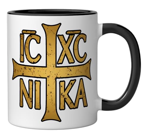 Taza Cerámica IC XC Nika Christogram Negra Blanca 11 oz miniatura 2