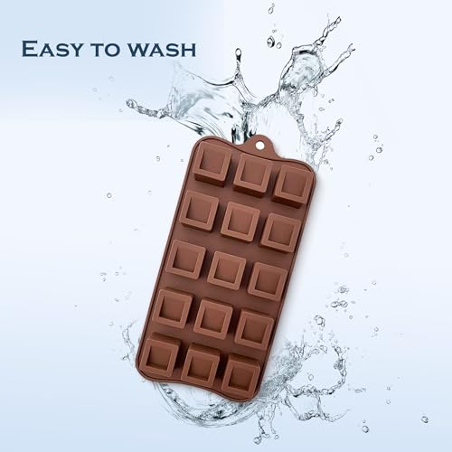 Image of HS Square Silicone Mould, Non-Stick Food Grade Silicone Mould for Chocolate, Candy, Jelly & Ice Cube (Brown)