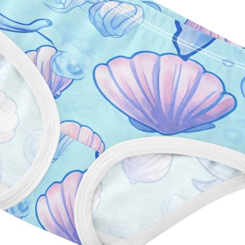 Cute Blue Dolphins Pastel Seashells Toddler Underwear Custom 2t Cotton Panties for Girl Bright Kids Briefs Undies4