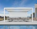 PURPLE LEAF Louvered Pergola 10' x 16' White Outdoor Aluminum Pergola Adjustable Gazebo Rainproof for Patio Deck Garden, 1 Long Side